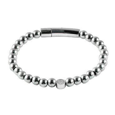 Ädelstensarmband med Spänne 6mm Silver