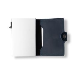 Korthållare Aluminium Silver / Läder Navy