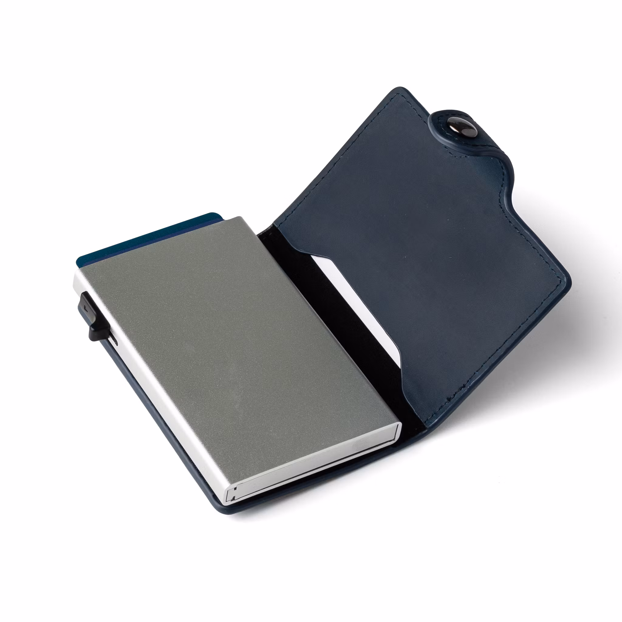 Korthållare Aluminium Silver / Läder Navy