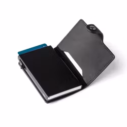 Korthållare Aluminium / Läder Svart