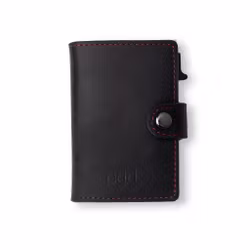 Korthållare Aluminium Röd / Läder Svart