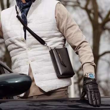 Crossbody Väska Läder Svart