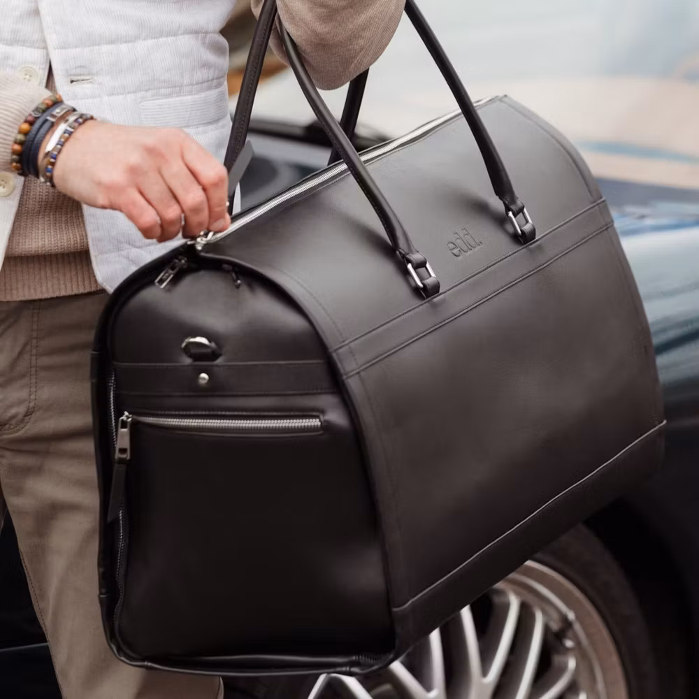 Vikbar Weekend Bag Läder Svart