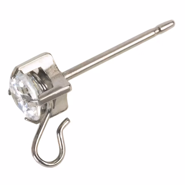 Safety Ear Pin Silver White