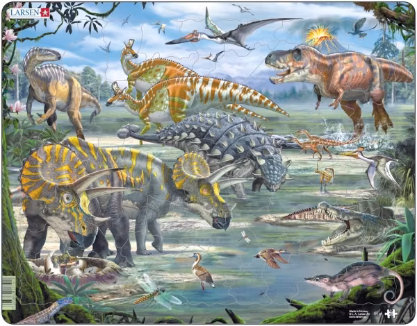 Dinosaurier, vid vulkan, 65 bitar