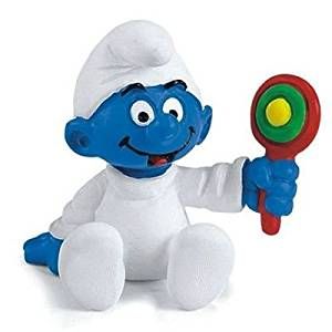 Smurfbaby med skallra