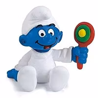 Smurfbaby med skallra