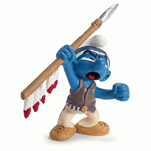 Indiansmurf med spjut