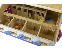 Blått stall i trä 70 cm med tillbehör 1:32 (Breyer)