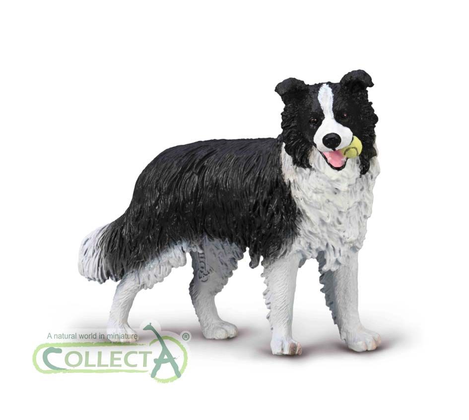 Border collie med tennisboll 9 cm (Collecta)