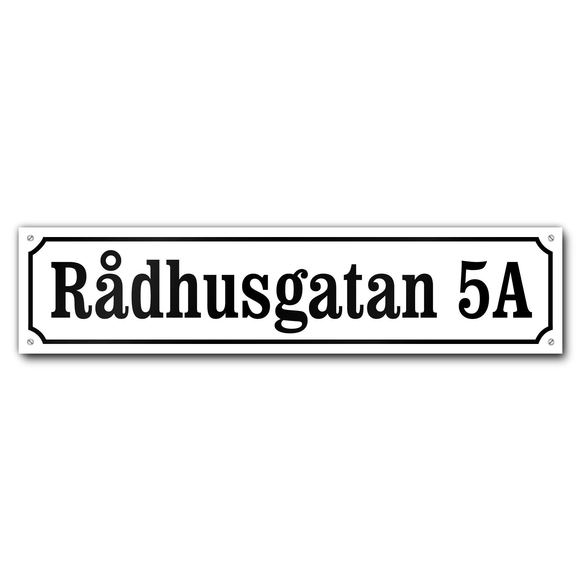 Husskylt vitsvart 56x13cm