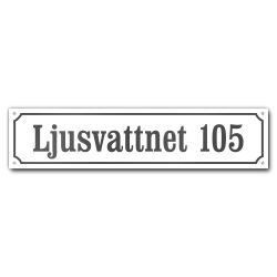 Husskylt vitgrå 56x13cm