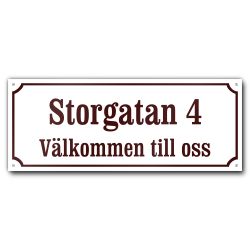Husskylt vit-vinröd 56x22cm