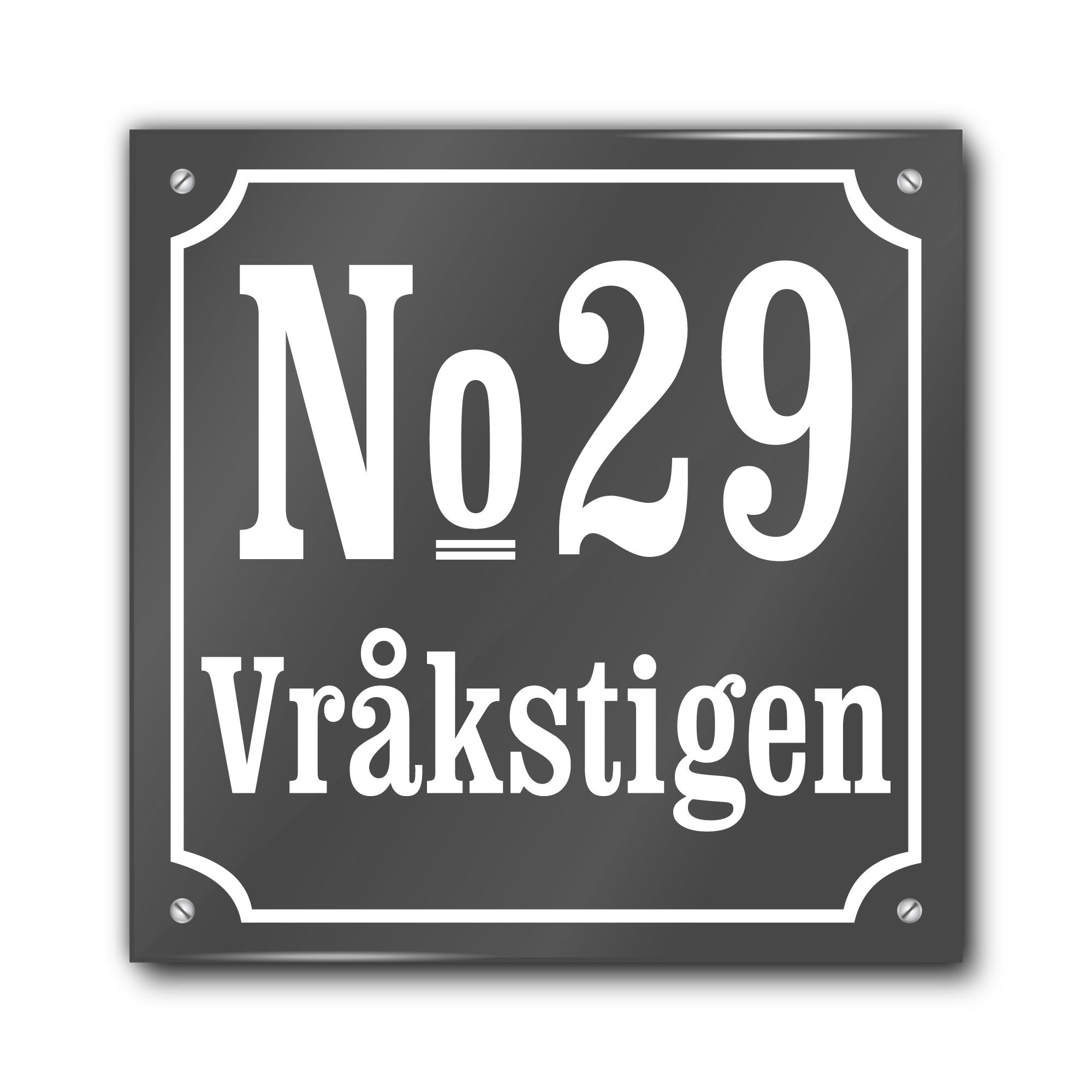 Husnummerskylt gråvit 20x20cm