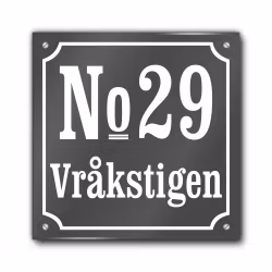 Husnummerskylt gråvit 20x20cm