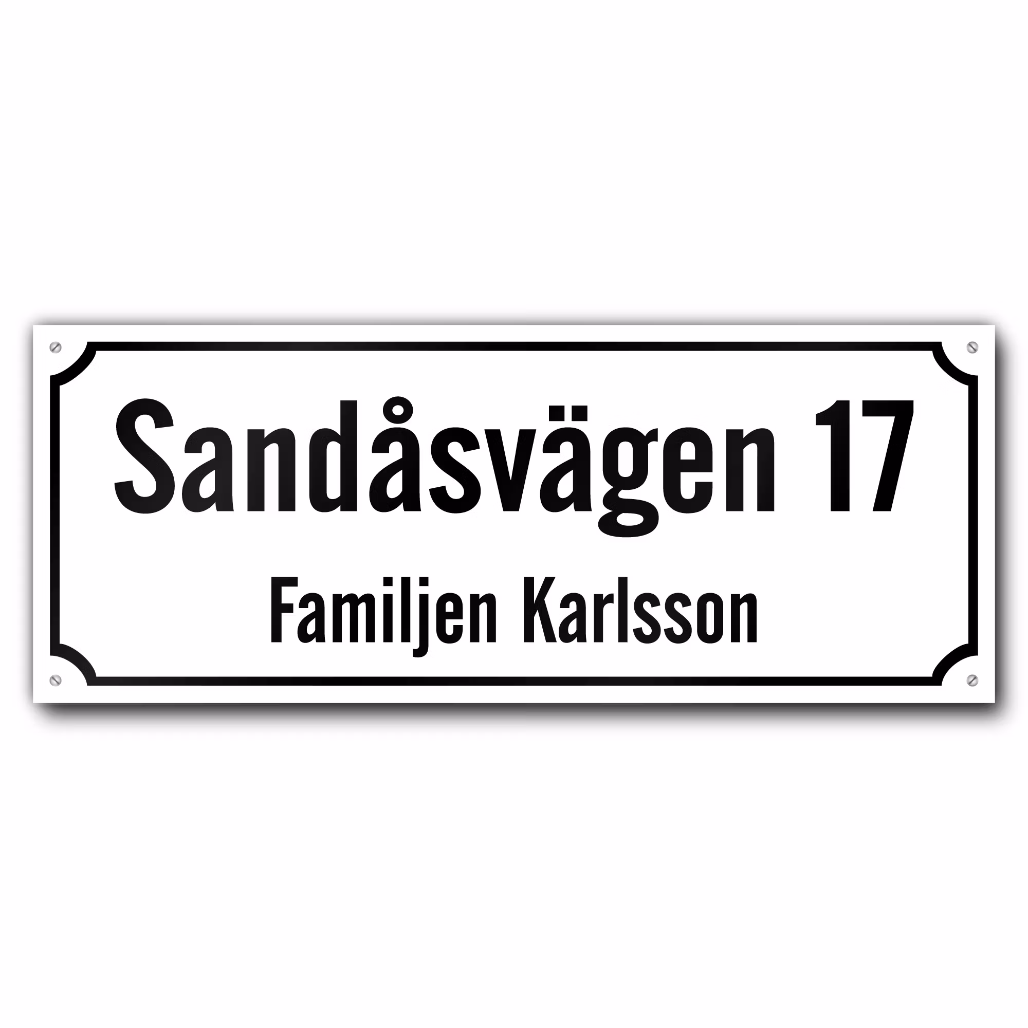 Husskylt vitsvart 56x22cm (Modern)