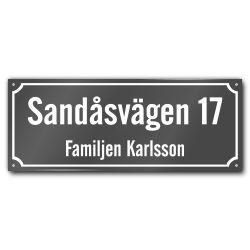 Husskylt gråvit 56x22cm (Modern)