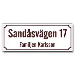 Husskylt vit-vinröd 56x22cm (Modern)