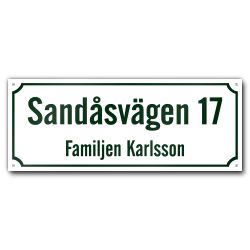 Husskylt vitgrön 56x22cm (Modern)