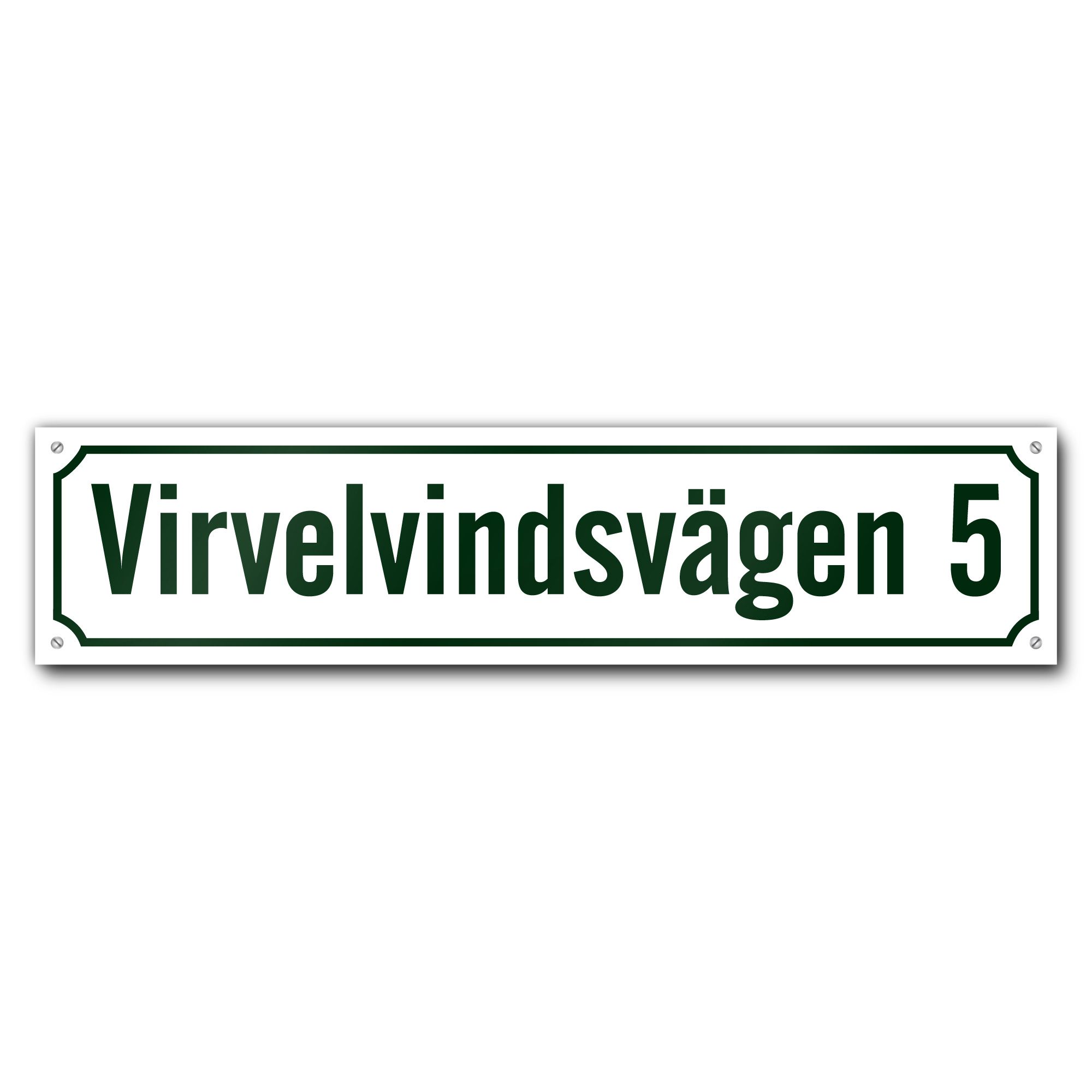 Husskylt vitgrön 56x13cm (Modern)
