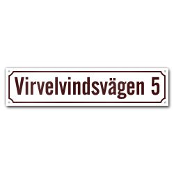 Husskylt vit-vinröd 56x13cm (Modern)