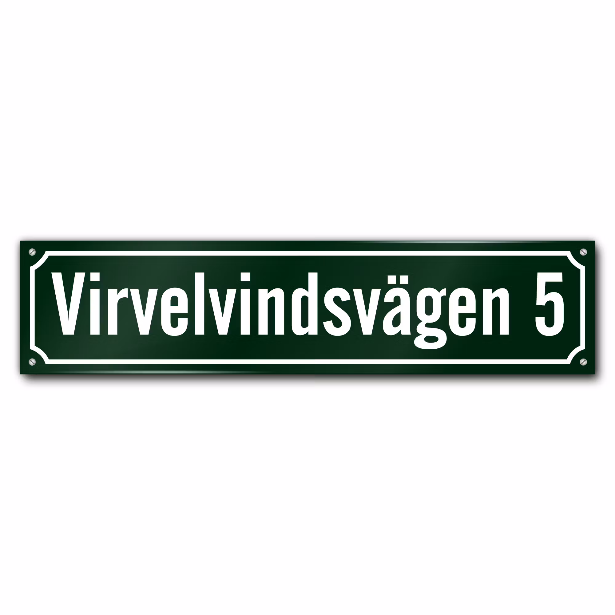 Husskylt grönvit 56x13cm (Modern)