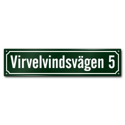 Husskylt grönvit 56x13cm (Modern)