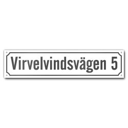 Husskylt vitgrå 56x13cm (Modern)
