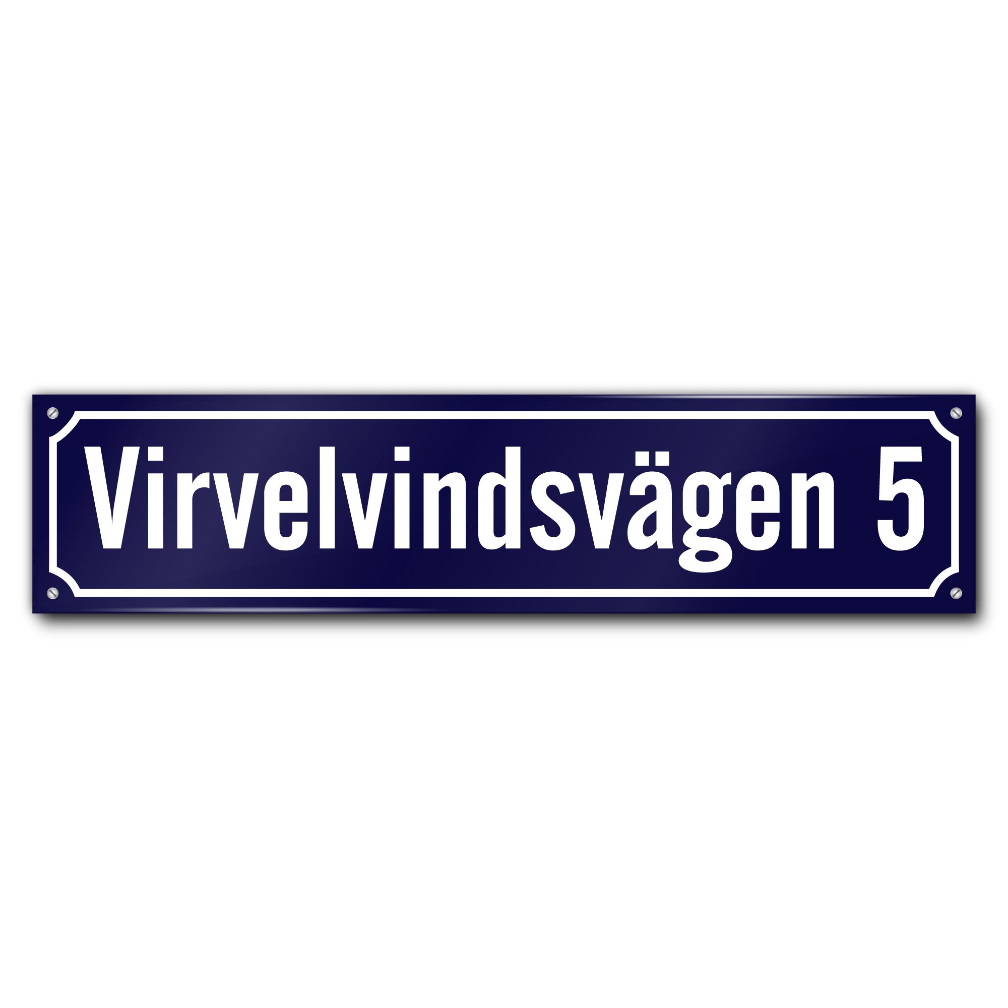 Husskylt blåvit 56x13cm (Modern)