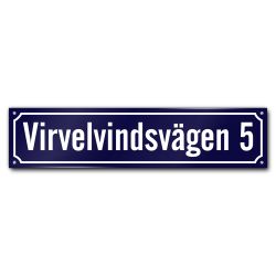 Husskylt blåvit 56x13cm (Modern)