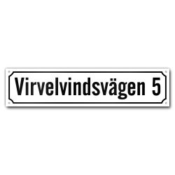 Husskylt vitsvart 56x13cm (Modern)
