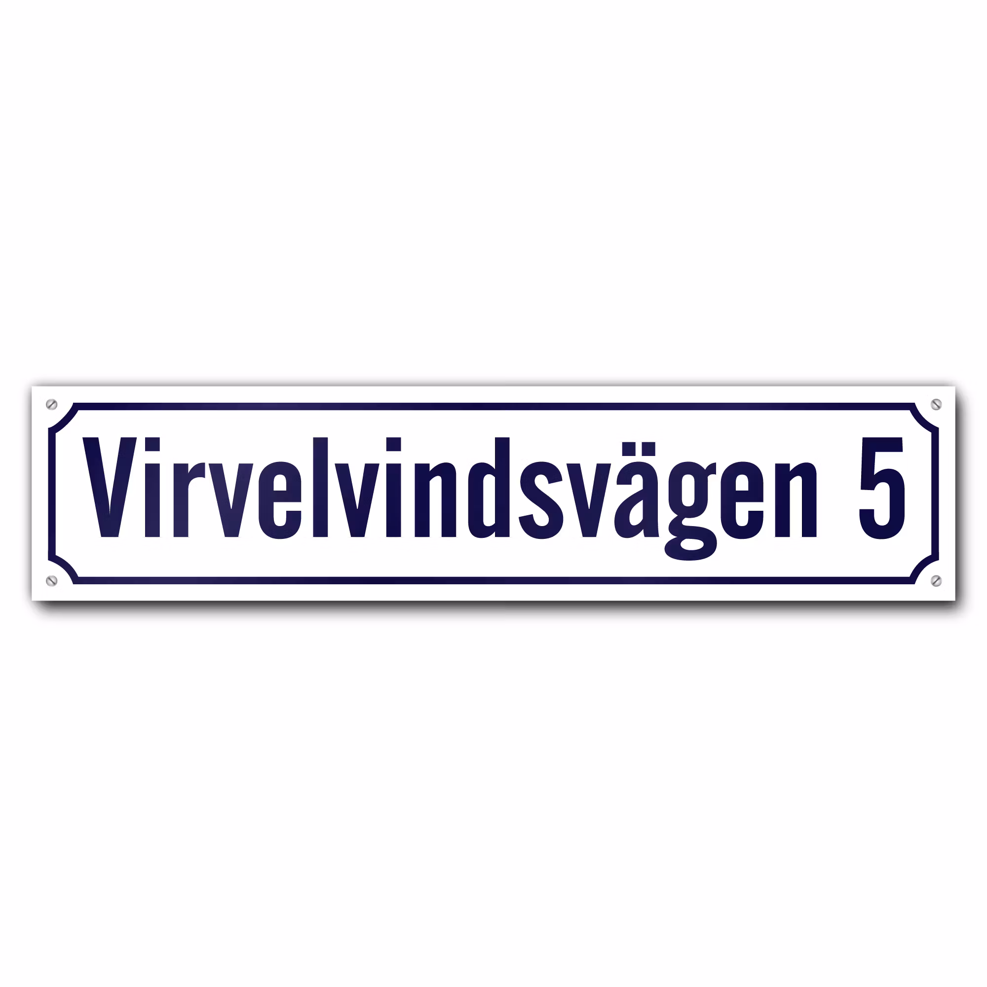 Husskylt vitblå 56x13cm (Modern)