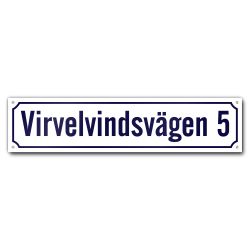 Husskylt vitblå 56x13cm (Modern)