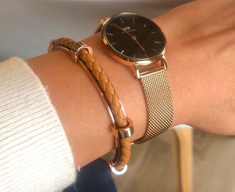 Armband i rostfritt stål och äkta läder