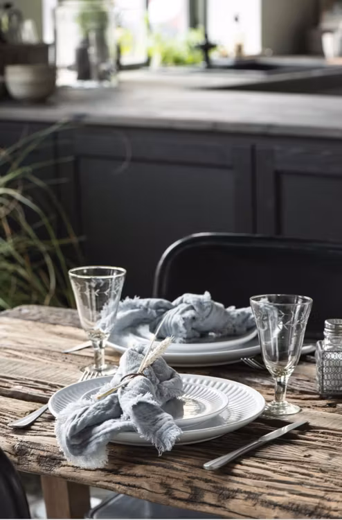 Napkin double weaving light blue