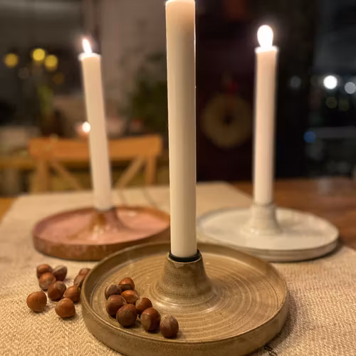 Stengods ljusstake- Hantverk av Sonja Kedem