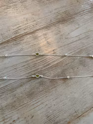 Oyster Iconic Necklace, silver/olive green