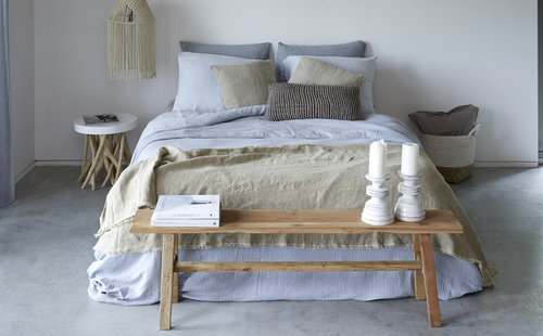 Fay natural linne plaid / överkast
