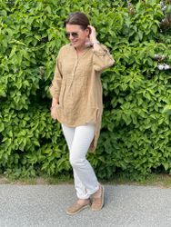 Coat shirt linen in Latte