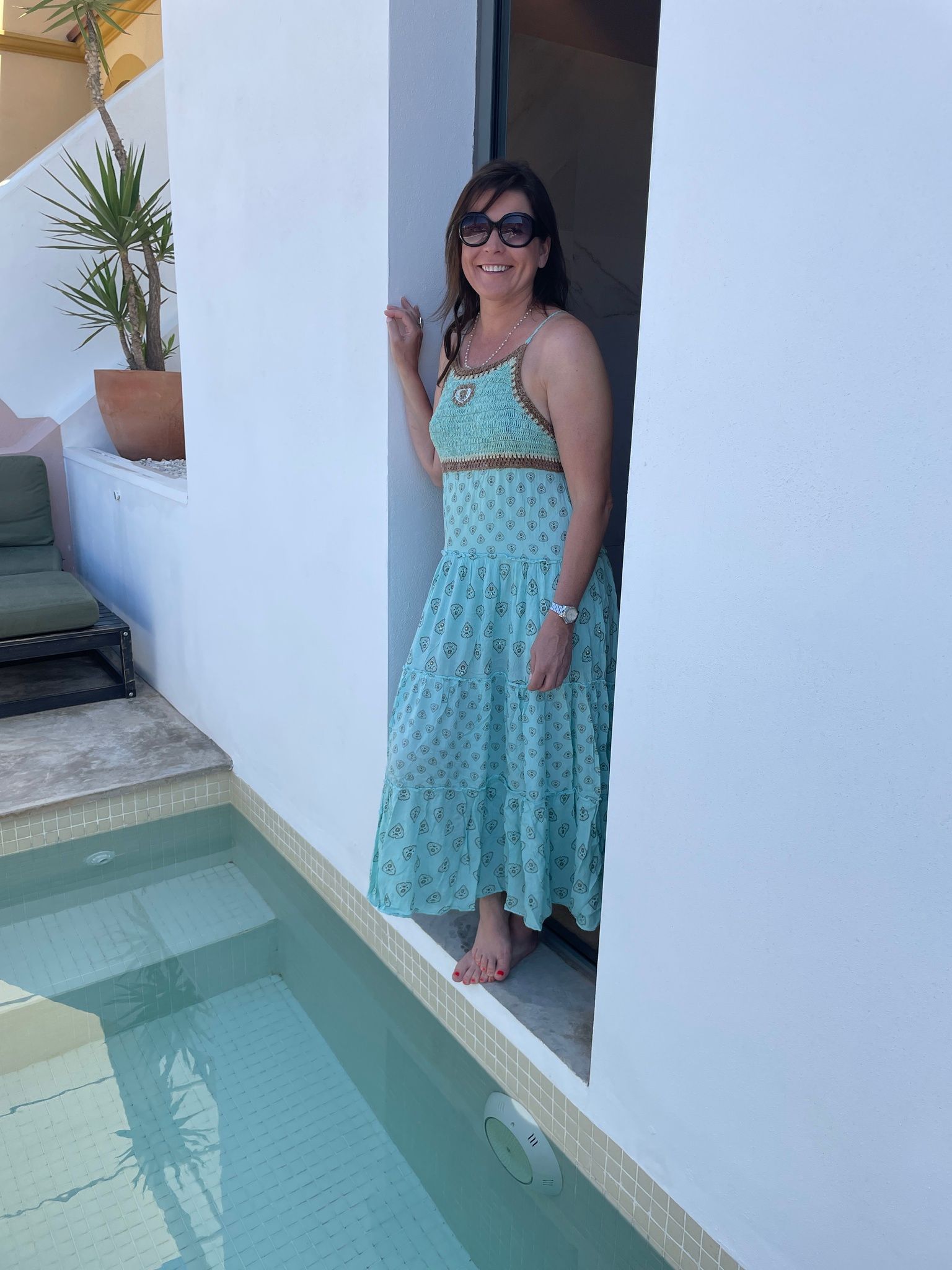 Klänning turquoise maxilängd