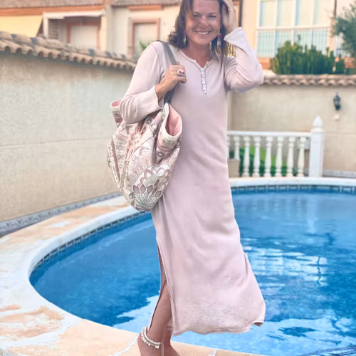 Long dress in stonewashed cotton grandpa