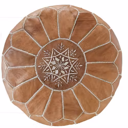 Moroccan pouffe in leather - Walnut