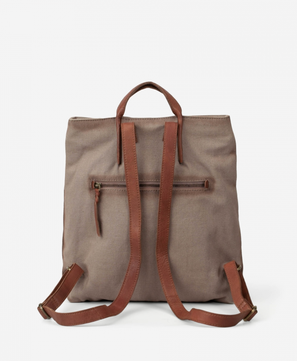 Biba ryggsäck canvas och läder Crestone
