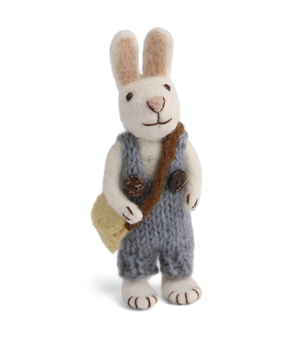 White Bunny with Blue Pants and Bag