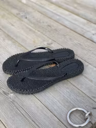 Flip flops with glitter black