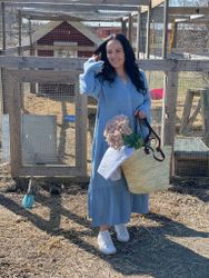 Maxi dress in linen Free spirit with buttons