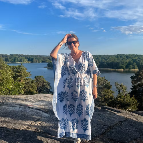 Kaftan royal blue print