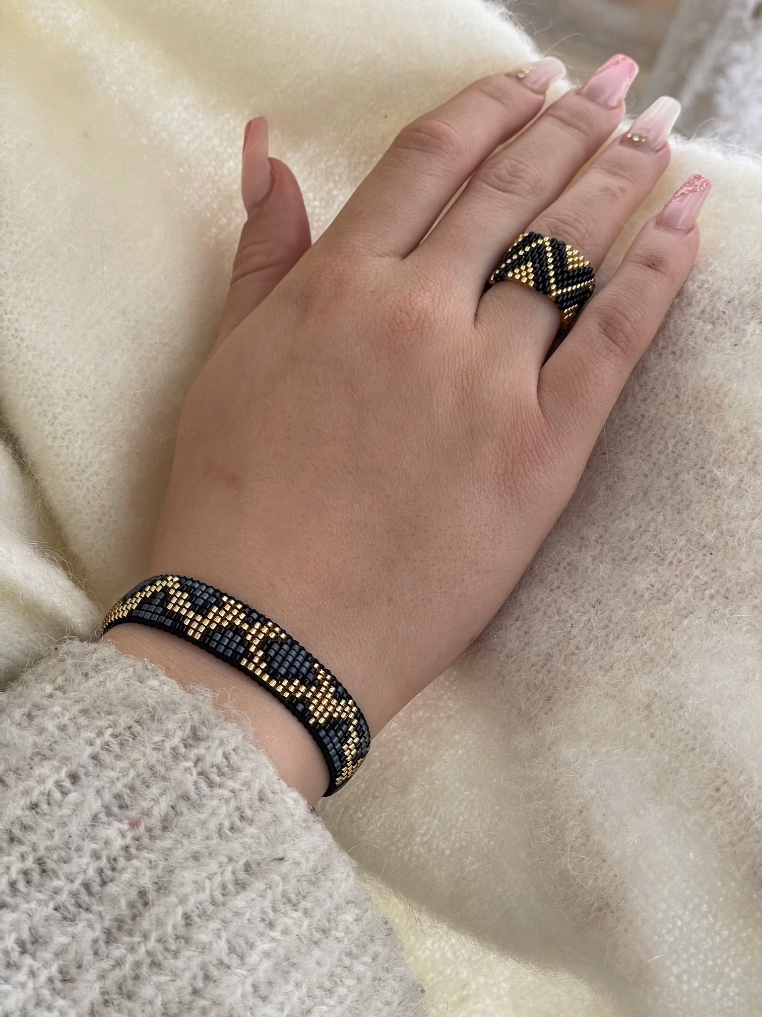 Bohemian beaded ring