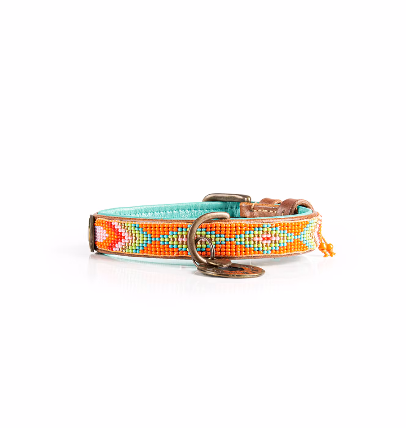 Tiger Lily Orange Dog Collar with Beads - Dog with a Mission
