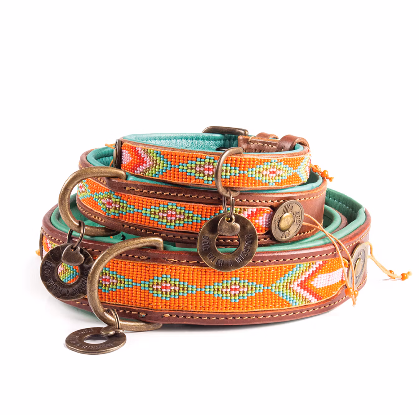 Tiger Lily Orange Dog Collar with Beads - Dog with a Mission